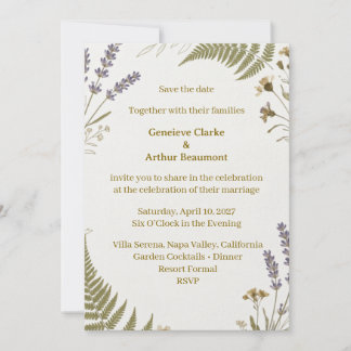 Wildflower and Fern Save the Date Invitation