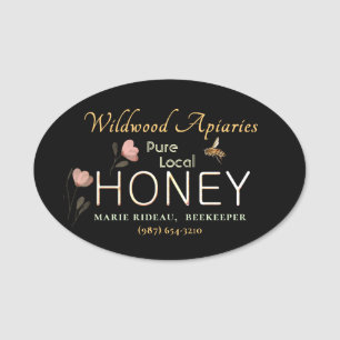 Wildflower and Honeybee Beekeeper's Tag on Black