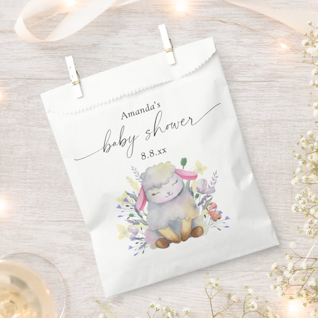 Wildflower and lamb - Baby shower Favor Bag (Clipped)