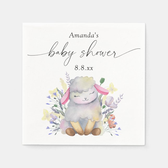 Wildflower and lamb - Baby shower Napkins (Front)