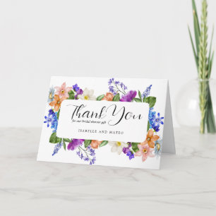 Wildflower and Photo Bridal Shower Letterpress Thank You Card