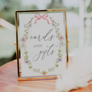 Wildflower and Pink Bow Cards and Gifts Sign