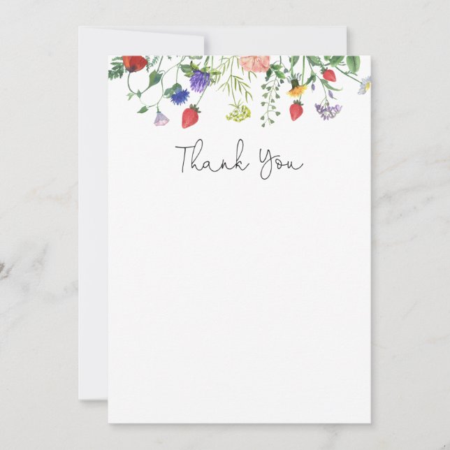 Wildflower and Strawberries Thank You (Front)