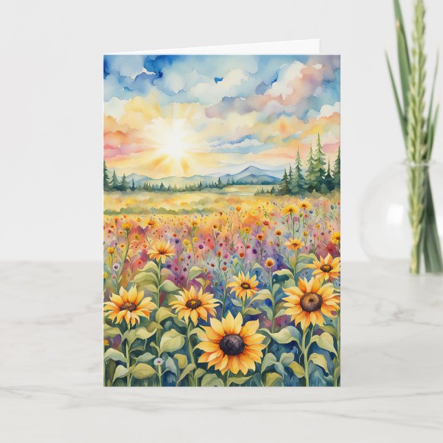 Wildflower and Sunflower Field Sympathy Card (Front)