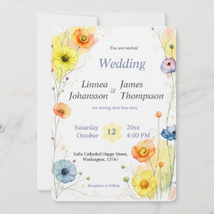 Wildflower Anemone Garden Rustic Wedding Invite