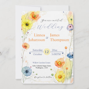 Wildflower Anemone Garden Rustic Wedding Invite