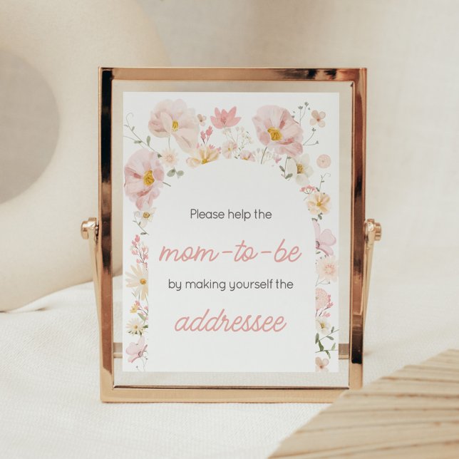 Wildflower Arch Baby in Bloom Envelope Station Poster (Boho Arch Wildflower Baby in Bloom Baby Shower Envelope Station Sign)