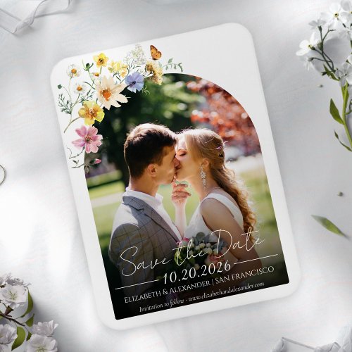 Wildflower Arch  Boho Photo Save the Date Magnet