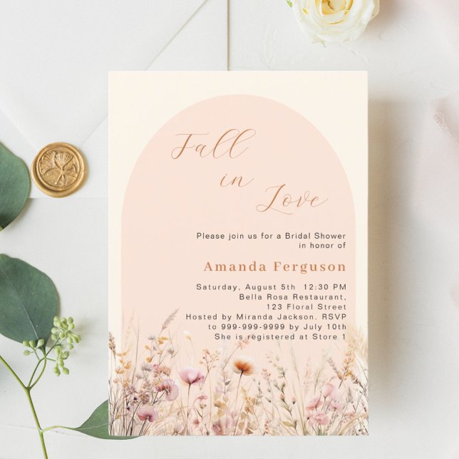 Wildflower arch fall love peach Bridal Shower Invitation (Creator Uploaded)