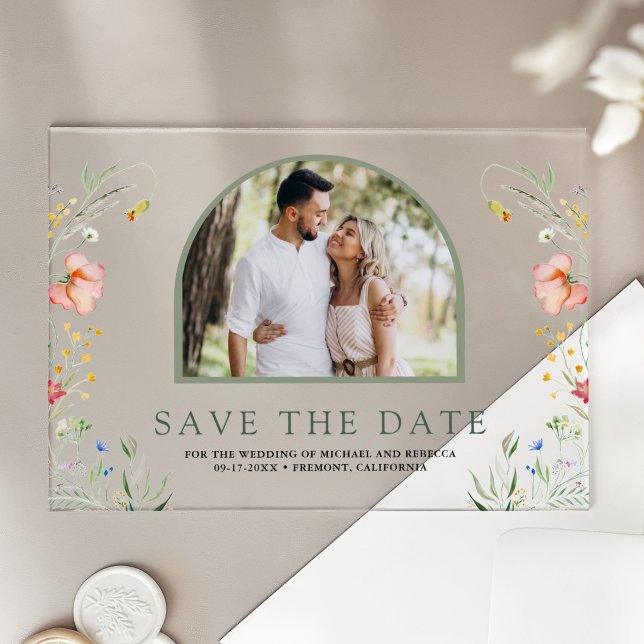 Wildflower Arch Photo Wedding Save the Date (Creator Uploaded)