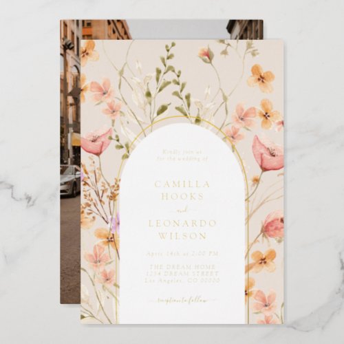 Wildflower Arch Wedding Invitation Foil Invitation