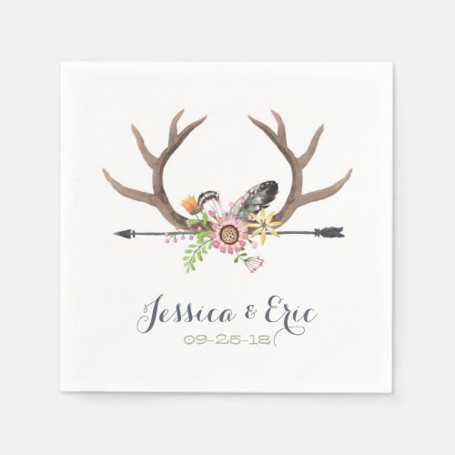 Wildflower Arrow and Antlers Paper Napkins