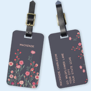 Wildflower Art Personalized Name Luggage Tag