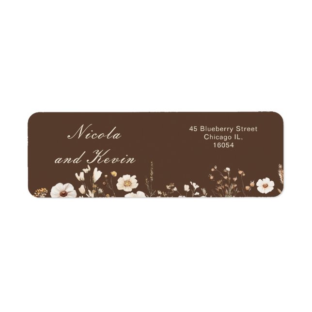 Wildflower Autumn Fall Floral Wedding Label (Front)
