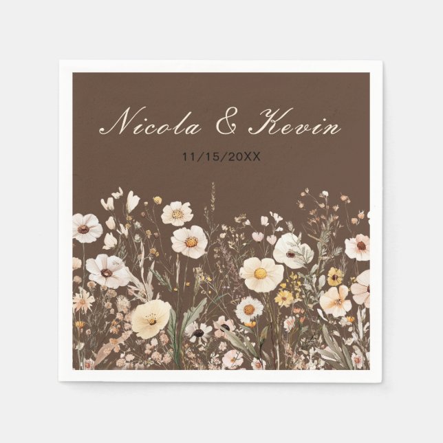 Wildflower Autumn Fall Floral Wedding Napkins (Front)