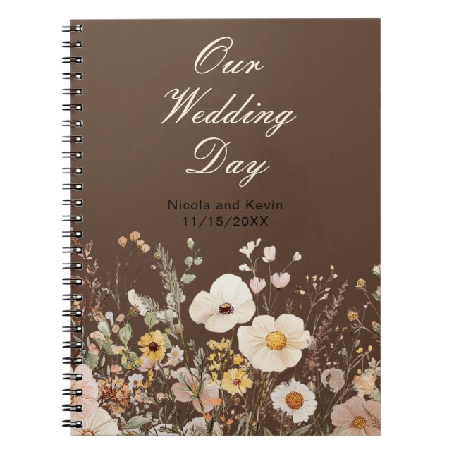 Wildflower Autumn Fall Floral Wedding Notebook (Front)
