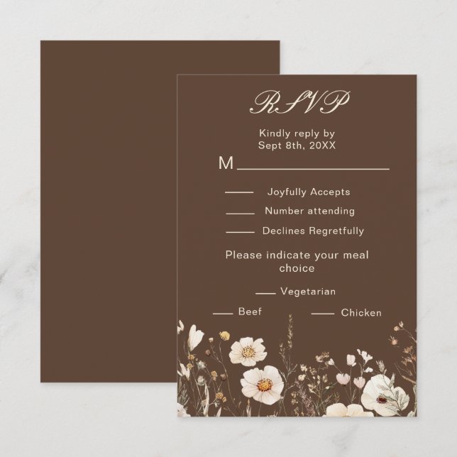 Wildflower Autumn Fall Floral Wedding RSVP Card (Front/Back)