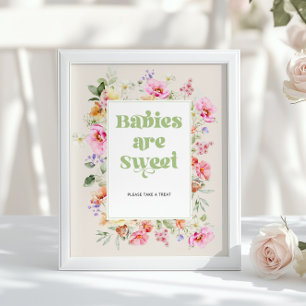 Wildflower Babies are sweet pink sage Baby Shower Poster