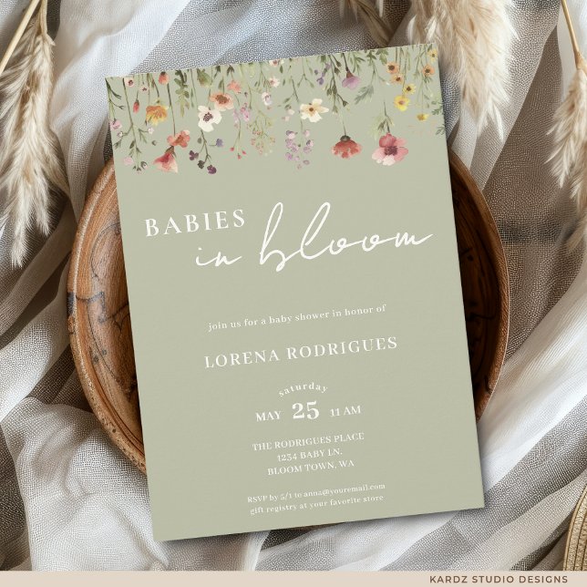 Wildflower Babies in Bloom Baby Shower Invitation (The front of the invitation is shown in 5x7-inch size.Choose size, paper, and corner style)