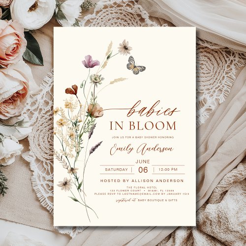 Wildflower Floral or wildflower baby shower invitation