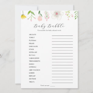 Wildflower Baby Babble Scramble Game Card