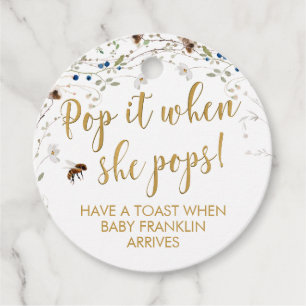 Wildflower Baby Bee Pop It When She Pops Favor Tags
