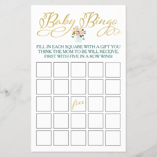 Wildflower Baby Bingo Game Flyer