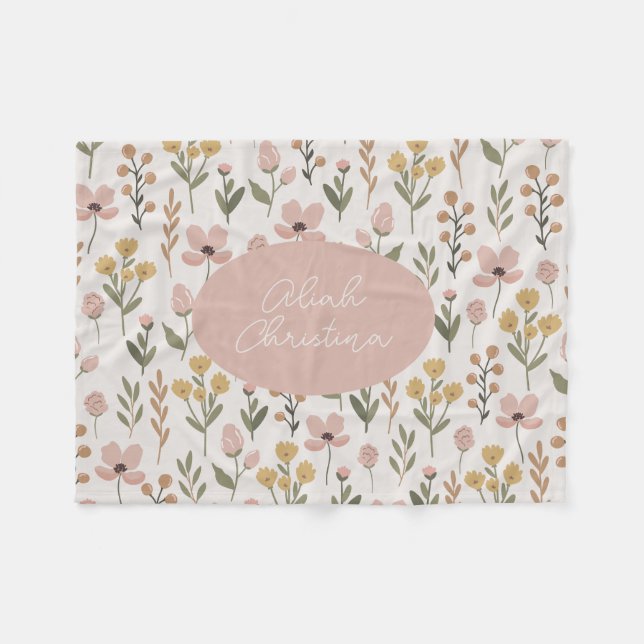 Wildflower Baby Blanket Personalized Nursery  (Front (Horizontal))