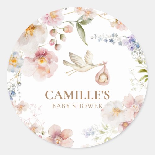 Wildflower Baby Bloom Shower Classic Round Sticker