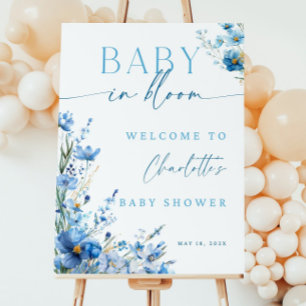 Wildflower Baby Boy Welcome Sign Poster Large DusT