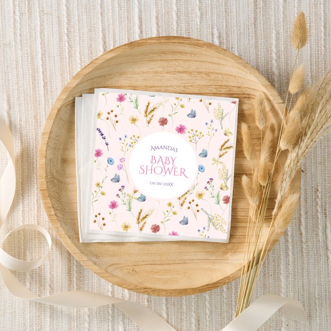 Wildflower baby girl shower pink napkins (Creator Uploaded)