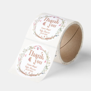 Wildflower Baby Girl Shower Thank You Custom Classic Round Sticker