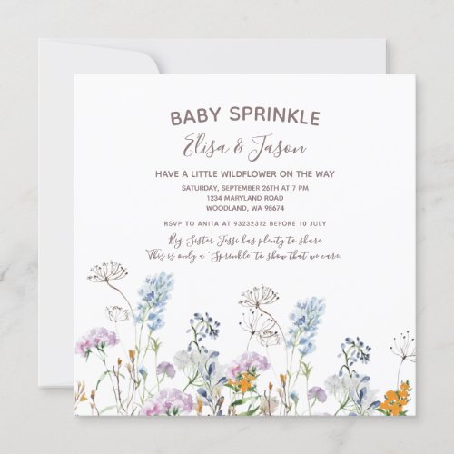Wildflower Baby Girl Sprinkle Shower Invitation