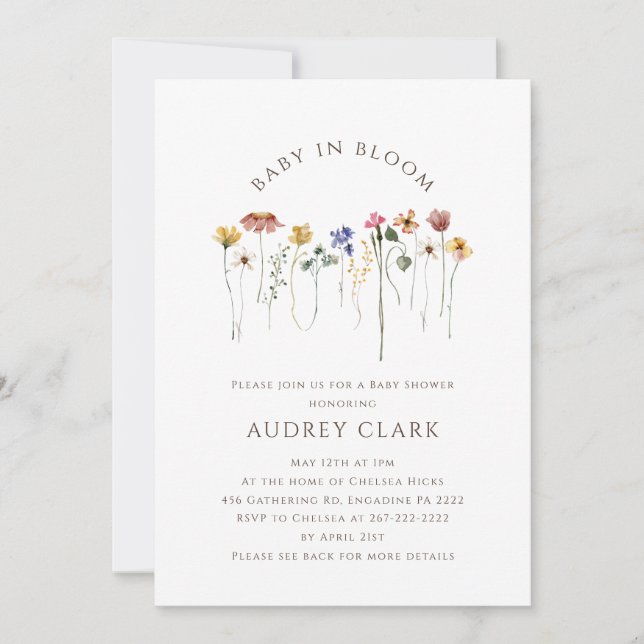 Wildflower Baby In Bloom | All in One Baby Shower Invitation (Front)