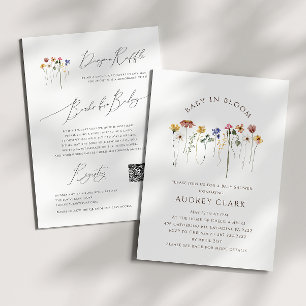 Wildflower Baby In Bloom   All in One Baby Shower Invitation