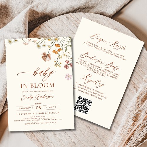 Wildflower Baby in Bloom All in One Baby Shower Invitation