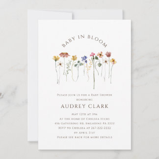 Wildflower Baby In Bloom | All in One Baby Shower Invitation