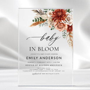 Wildflower Baby in Bloom Autumn Baby Shower Acrylic Invitations