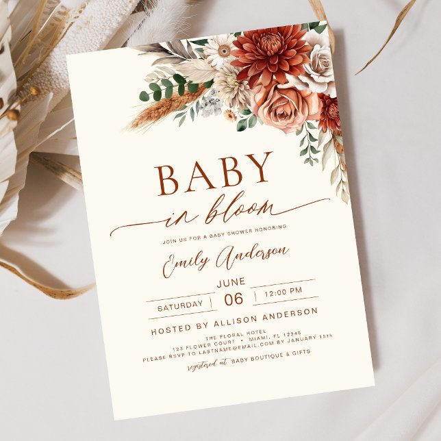 Wildflower Baby in Bloom Autumn Baby Shower Invitation (Creator Uploaded)