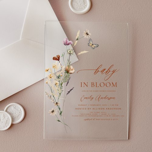 Wildflower Floral or wildflower baby shower invitation