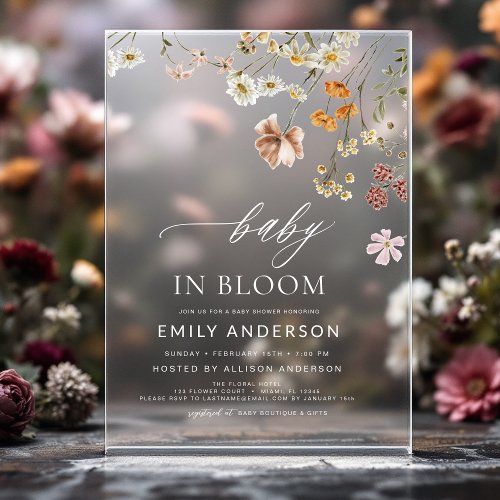 Wildflower Floral or wildflower baby shower invitation