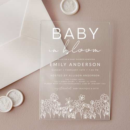Wildflower Floral or wildflower baby shower invitation