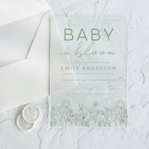 Wildflower Floral or wildflower baby shower invitation