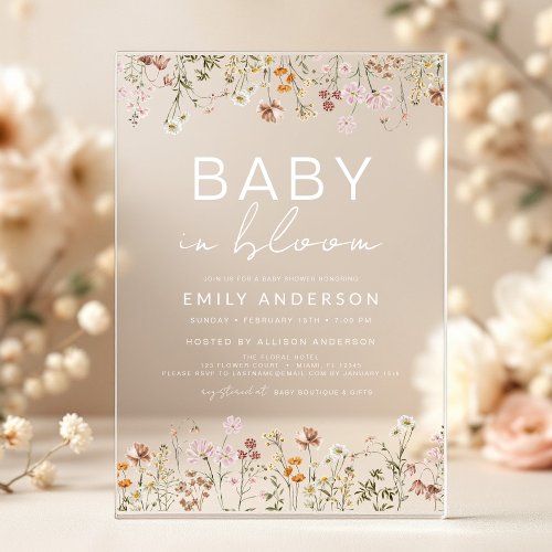 Wildflower Floral or wildflower baby shower invitation