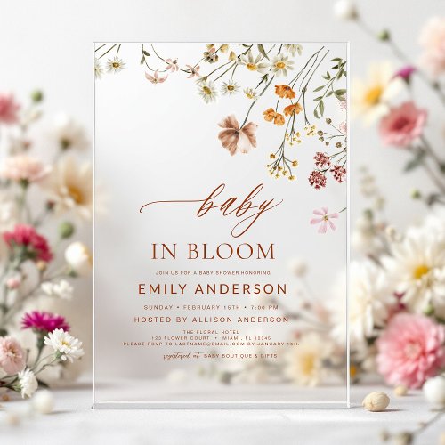 Wildflower Floral or wildflower baby shower invitation