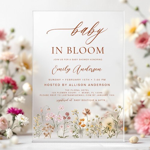 Wildflower Floral or wildflower baby shower invitation