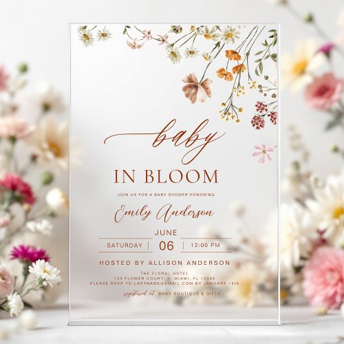 Wildflower Floral or wildflower baby shower invitation