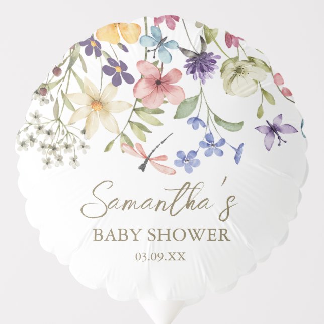 Wildflower Baby In Bloom Baby Shower Balloon (Front)