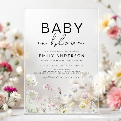 Spring Wildflower Floral or wildflower baby shower invitation