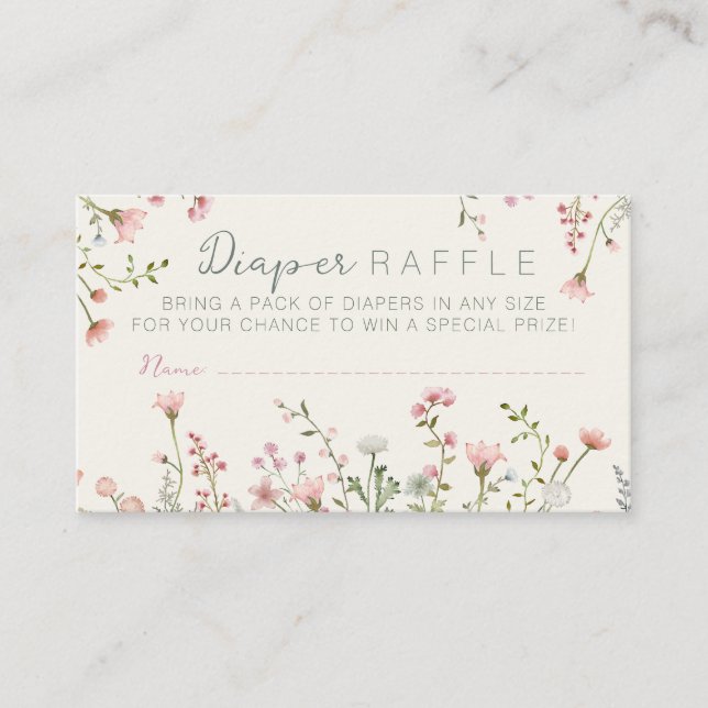Wildflower Baby in Bloom Baby Shower Enclosure Business Card (Front)